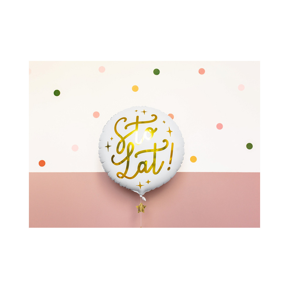 Foil balloon Sto lat! - white, 35 cm
