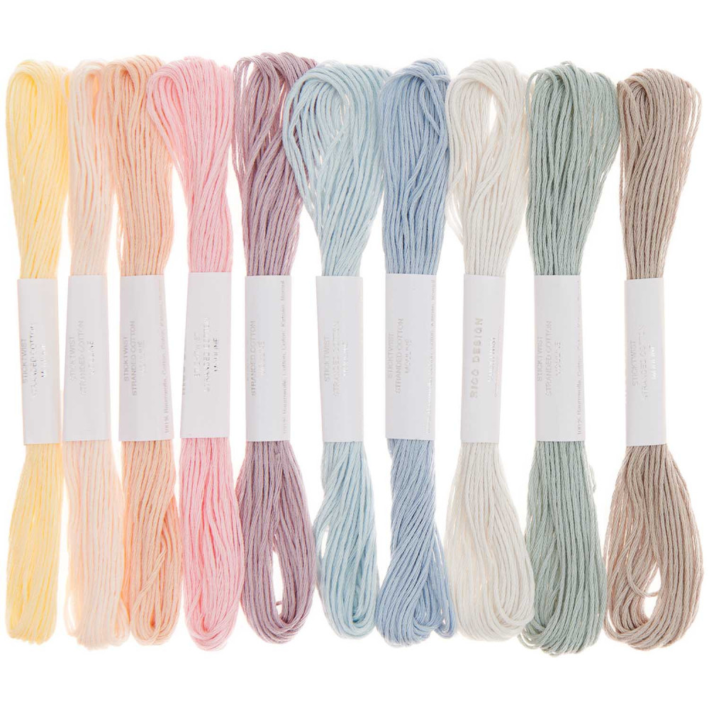 Zestaw mulin Multicolor Pastel - Rico Design - 8 m x 10 szt.