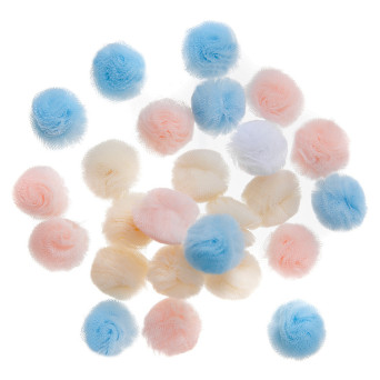 Tulle pompoms - DpCraft - pastel, 2 cm, 24 pcs.