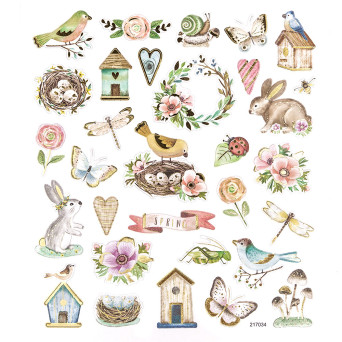 Glitter stickers Breath of spring - DpCraft - 31 pcs.