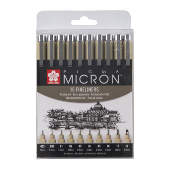 Zestaw cienkopisów Pigma Micron - Sakura - czarne, 10 szt.