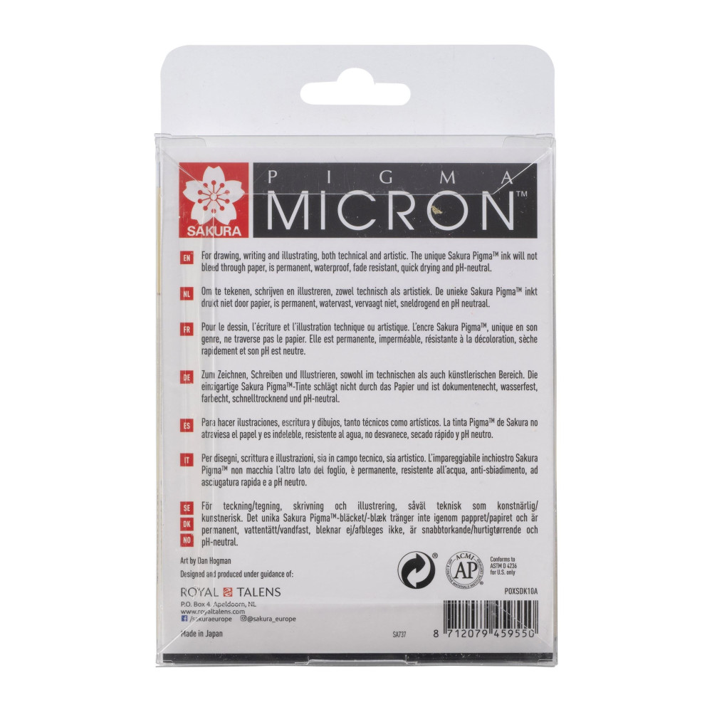Set of Pigma Micron Fineliners - Sakura - black, 10 pcs