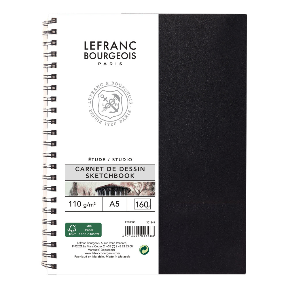 Szkicownik Studio na spirali - Lefranc & Bourgeois - A5, 110 g, 160 stron