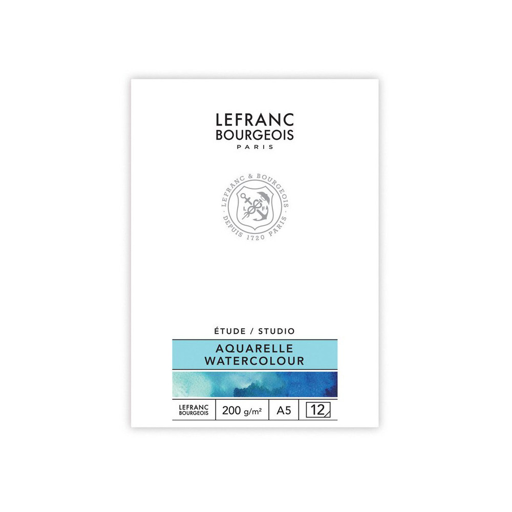 Watercolor Studio paper pad - Lefranc & Bourgeois - A5, 200 g, 12 sheets