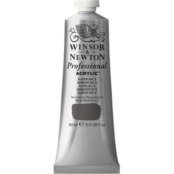 Acrylic paint Professional Acrylic - Winsor & Newton - Silver no. 2, 60 ml