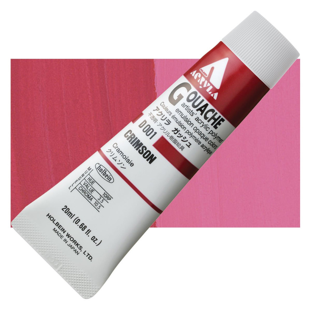 Farba gwasz Acryla Gouache - Holbein - Crimson, 20 ml