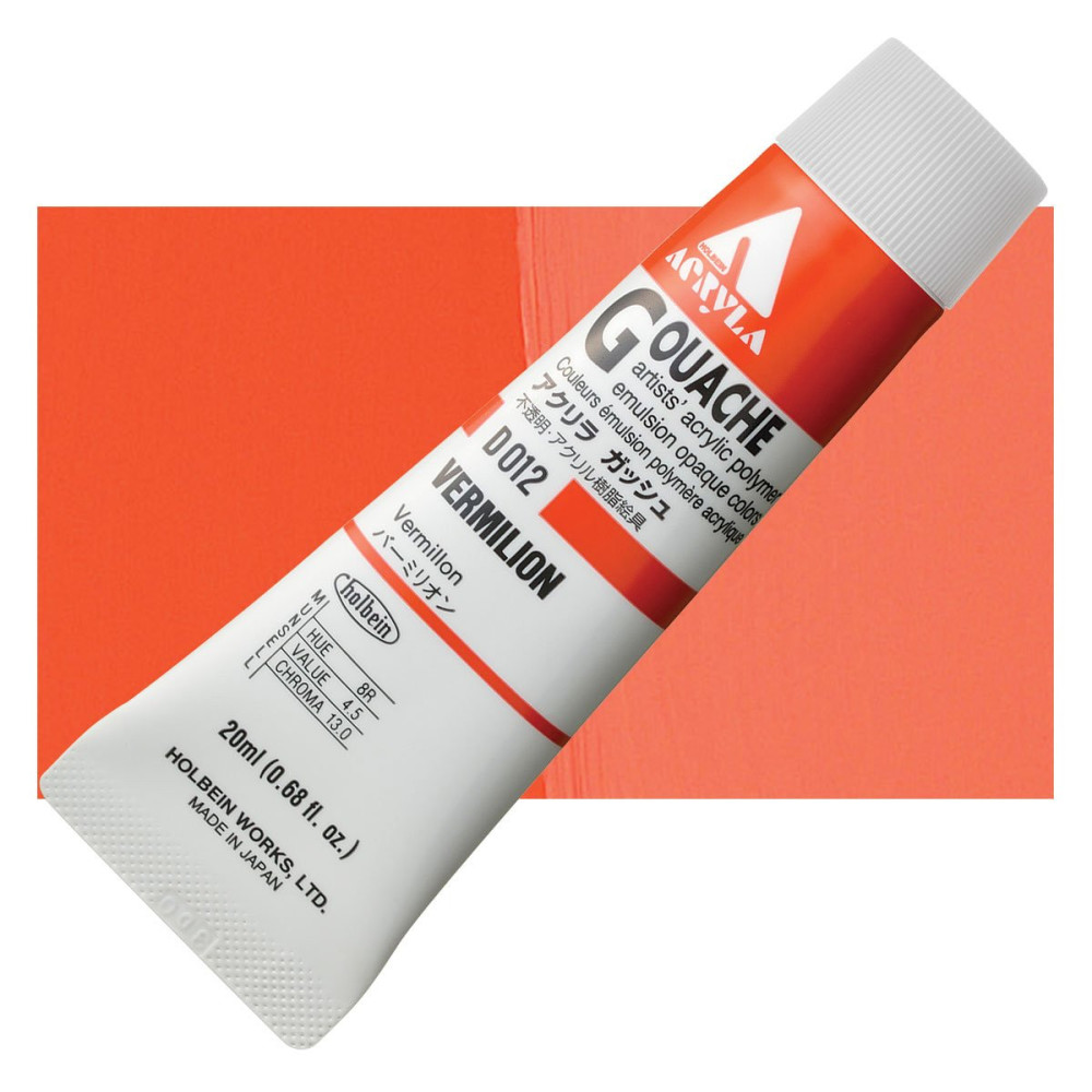 Farba gwasz Acryla Gouache - Holbein - Vermilion, 20 ml