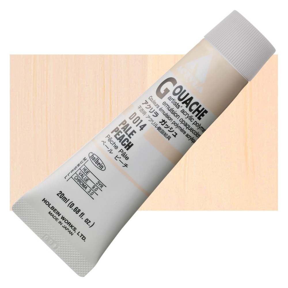 Farba gwasz Acryla Gouache - Holbein - Pale Peach, 20 ml