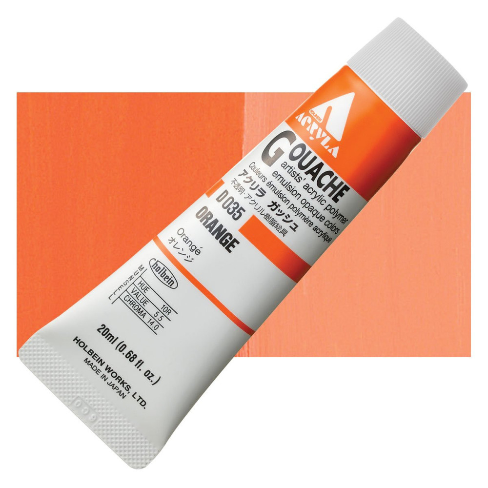 Acryla Gouache paint - Holbein - Orange, 20 ml
