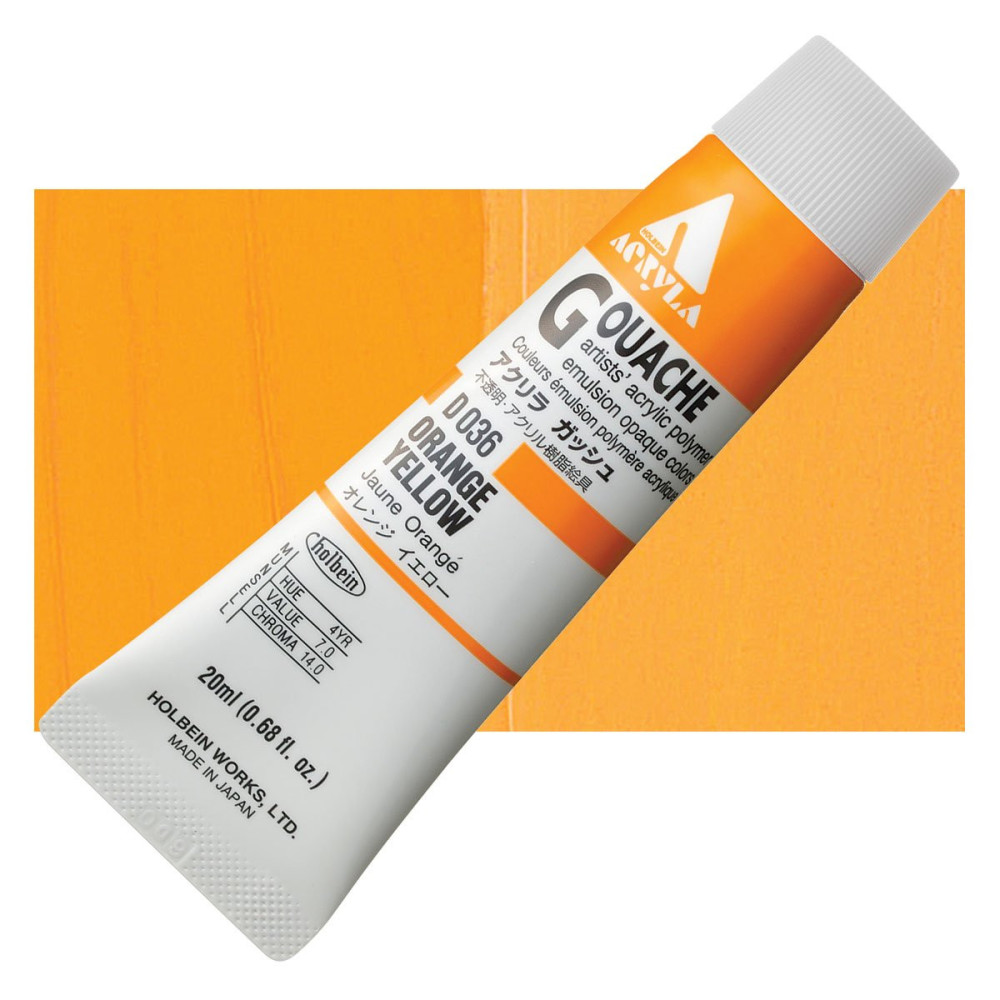 Farba gwasz Acryla Gouache - Holbein - Orange Yellow, 20 ml