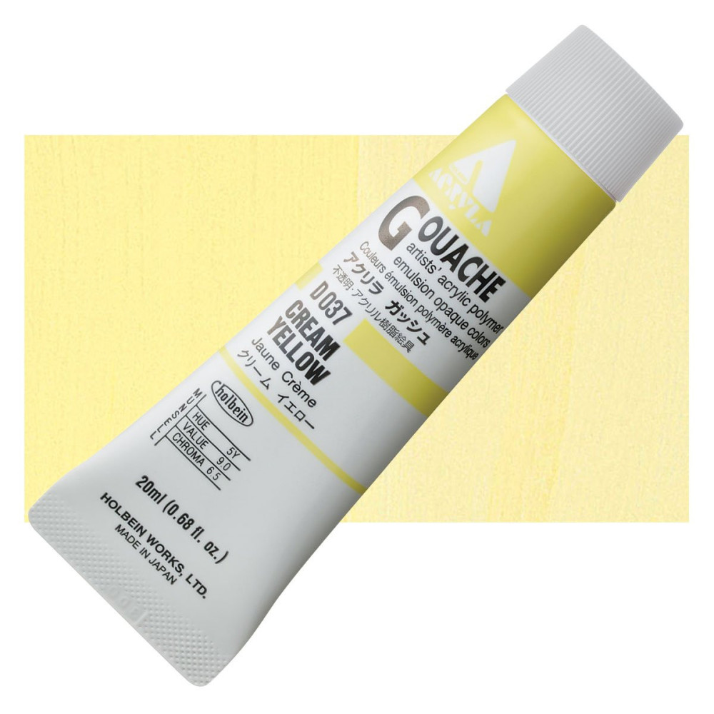 Acryla Gouache paint - Holbein - Cream Yellow, 20 ml