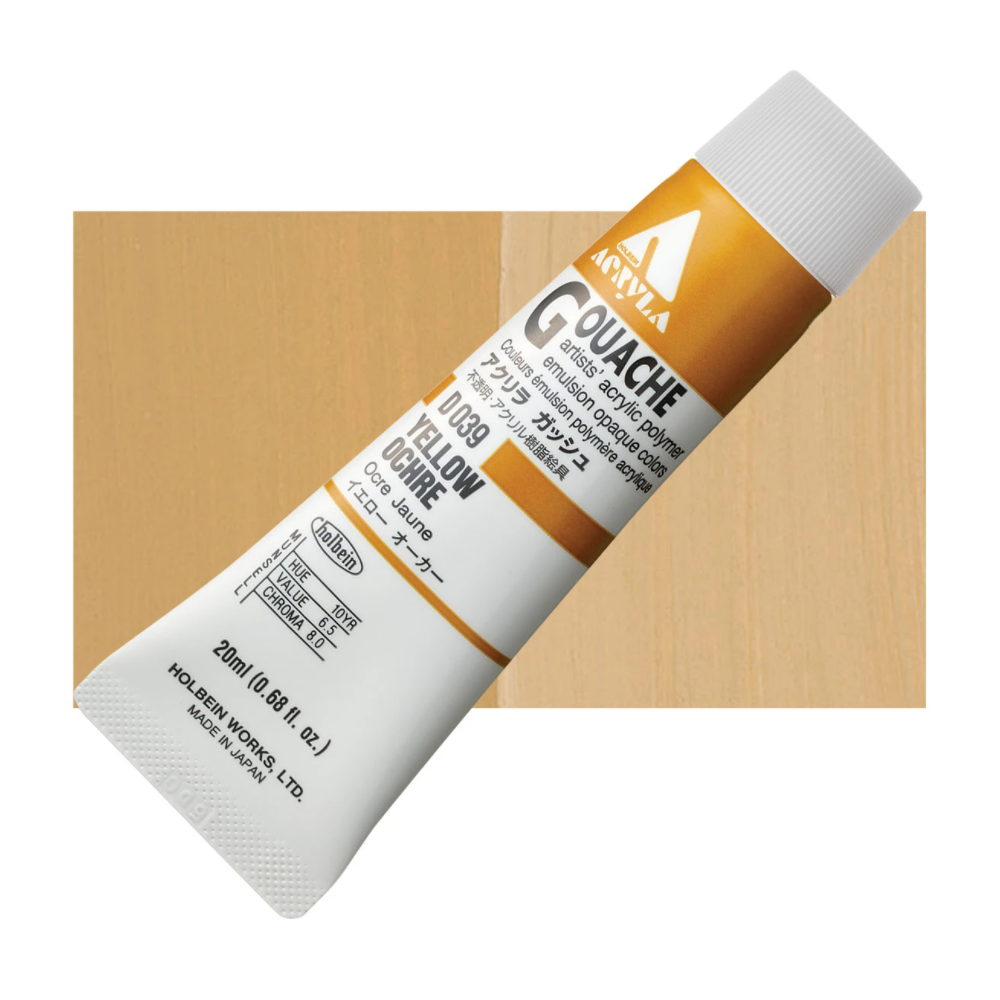 Acryla Gouache paint - Holbein - Yellow Ochre, 20 ml