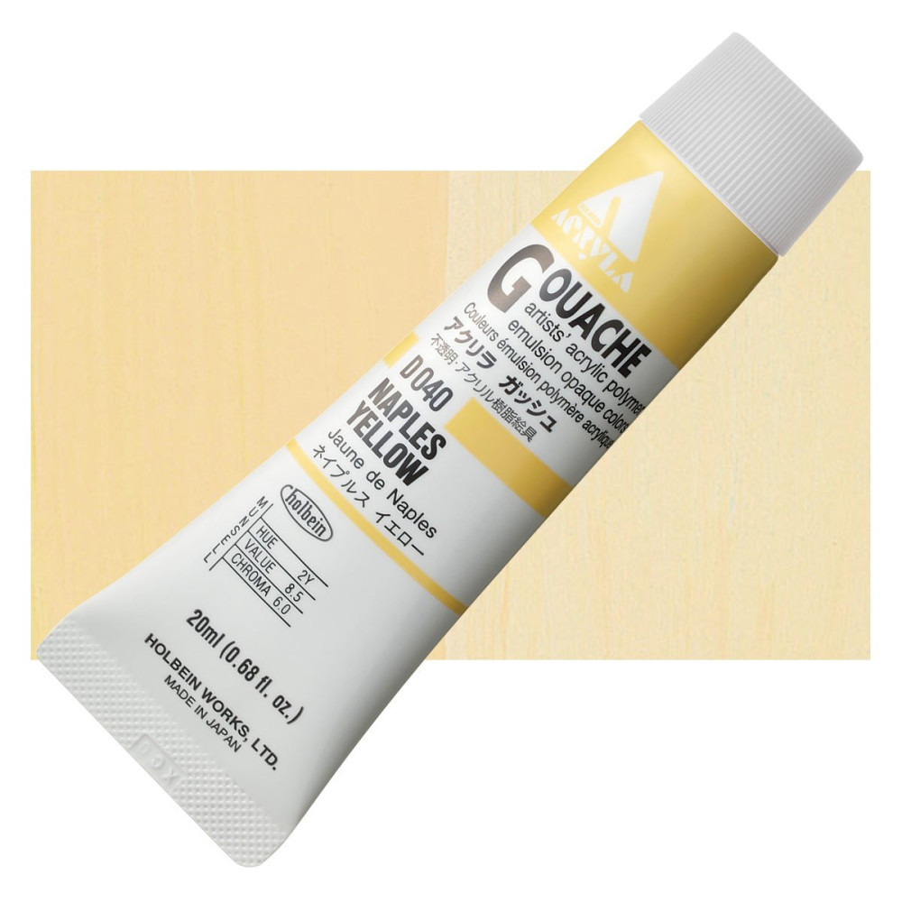 Farba gwasz Acryla Gouache - Holbein - Naples Yellow, 20 ml