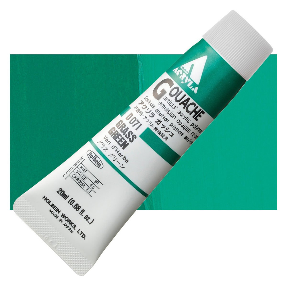 Farba gwasz Acryla Gouache - Holbein - Grass Green, 20 ml