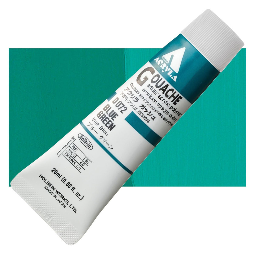 Acryla Gouache paint - Holbein - Blue Green, 20 ml