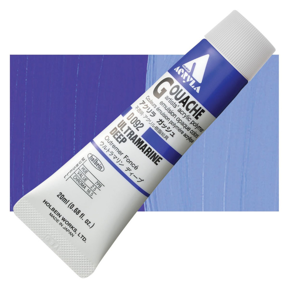 Farba gwasz Acryla Gouache - Holbein - Ultramarine Deep, 20 ml