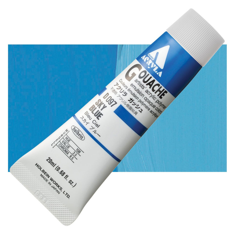 Acryla Gouache paint - Holbein - Sky Blue, 20 ml