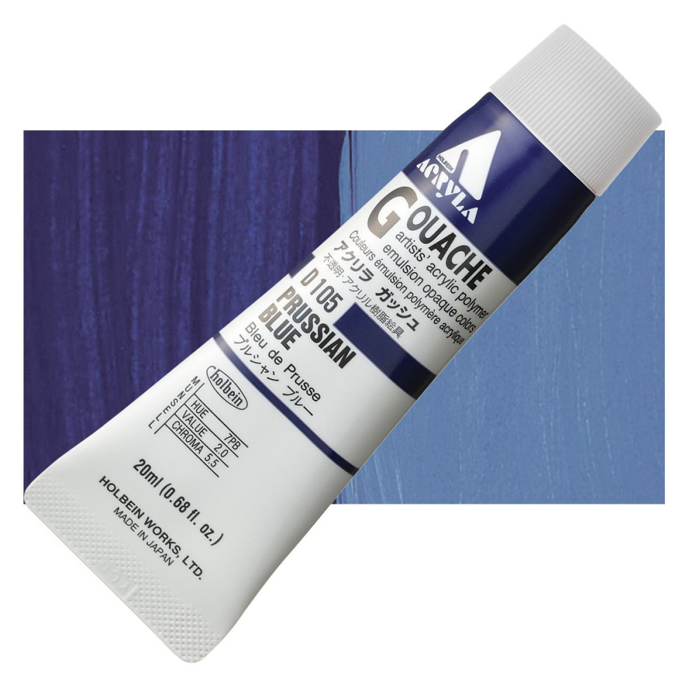 Acryla Gouache paint - Holbein - Prussian Blue, 20 ml