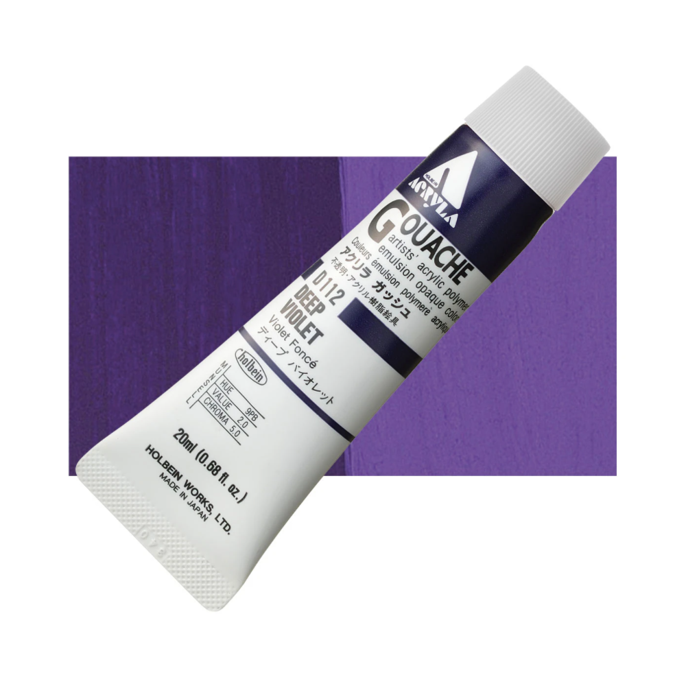 Farba gwasz Acryla Gouache - Holbein - Deep Violet, 20 ml