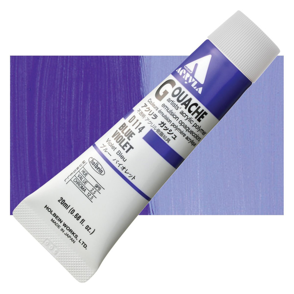 Farba gwasz Acryla Gouache - Holbein - Blue Violet, 20 ml