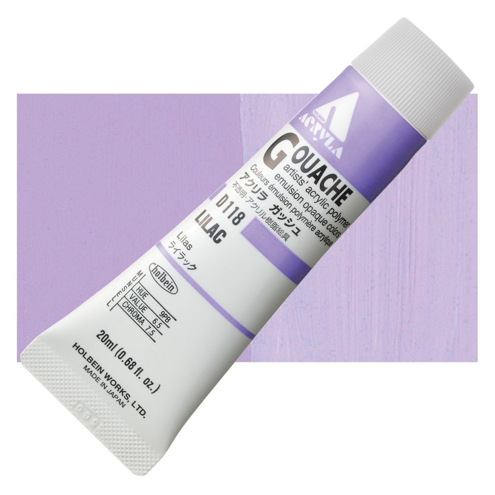 Farba gwasz Acryla Gouache - Holbein - Lilac, 20 ml