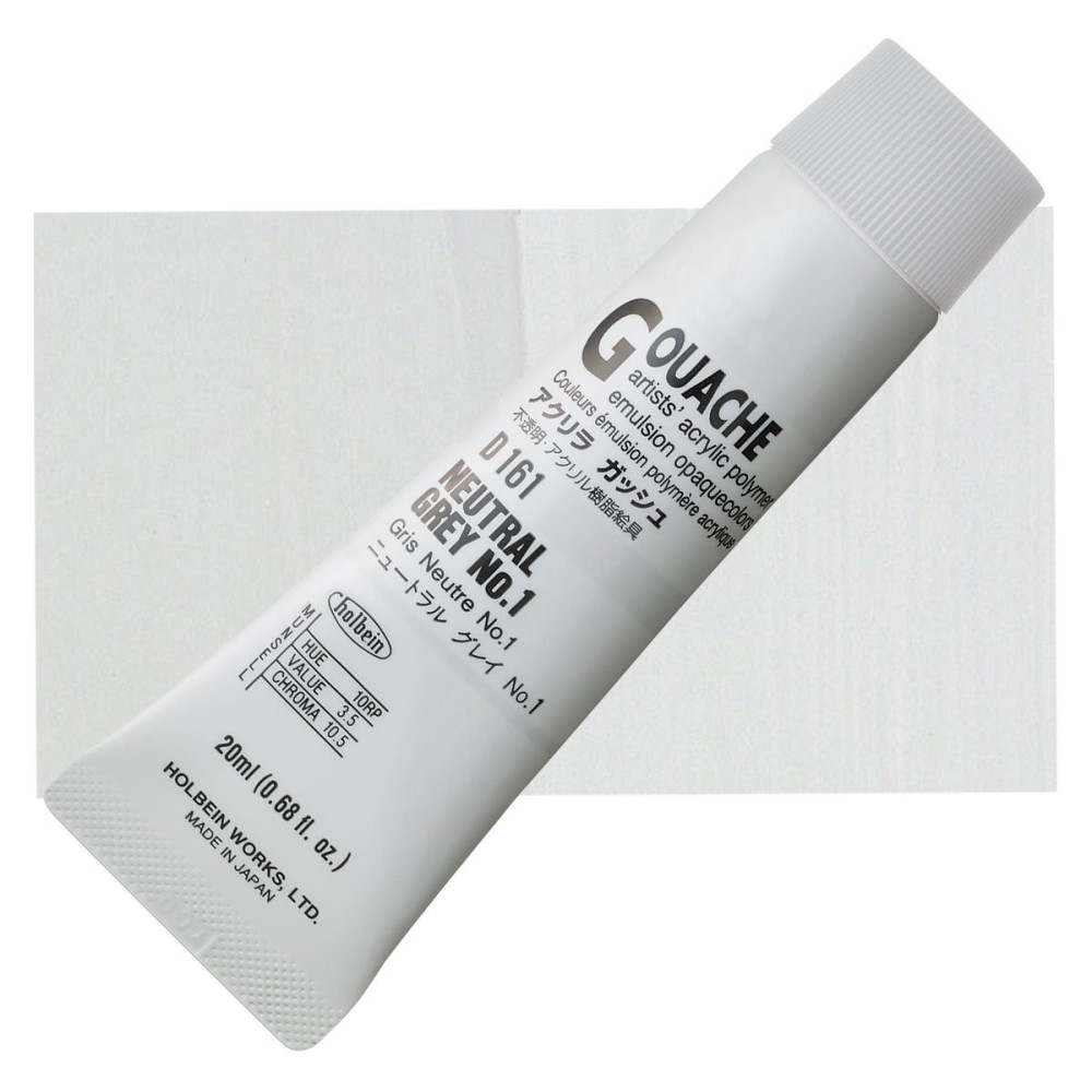Farba gwasz Acryla Gouache - Holbein - Neutral Grey no. 1, 20 ml