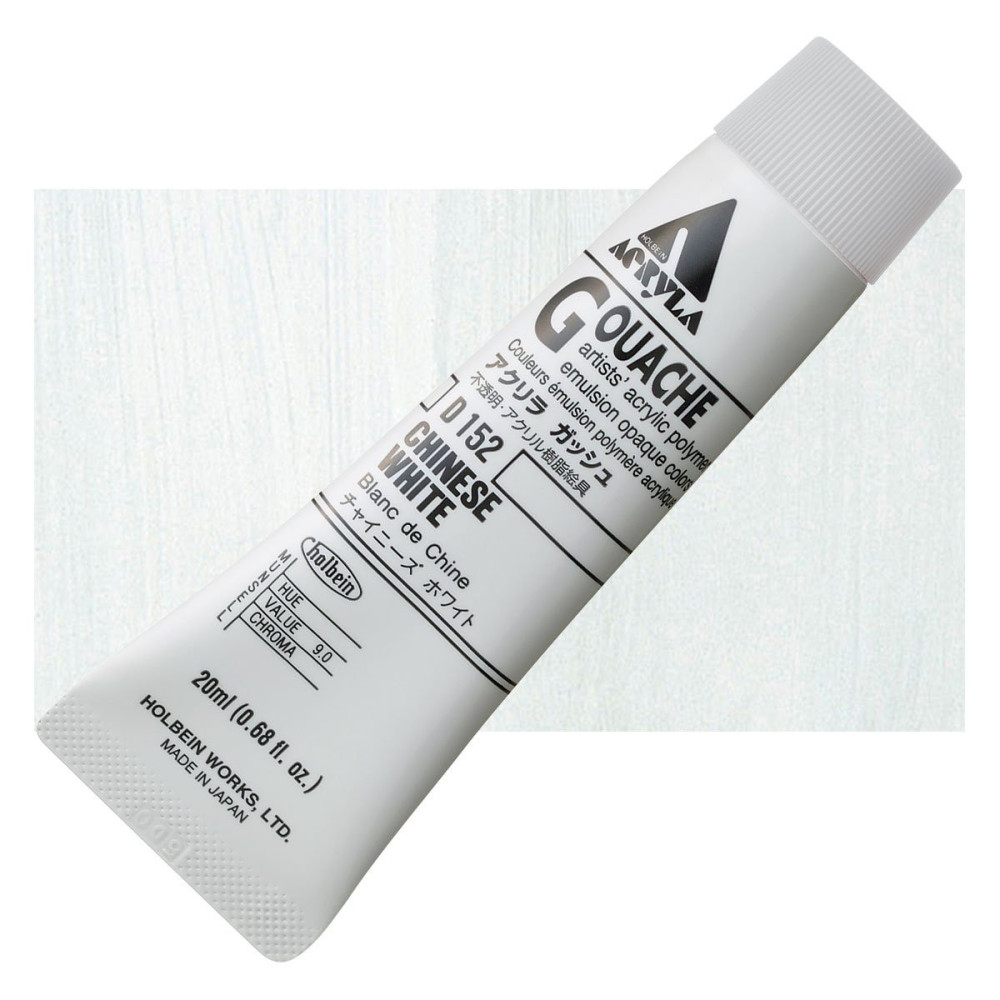 Acryla Gouache paint - Holbein - Chinese White, 20 ml