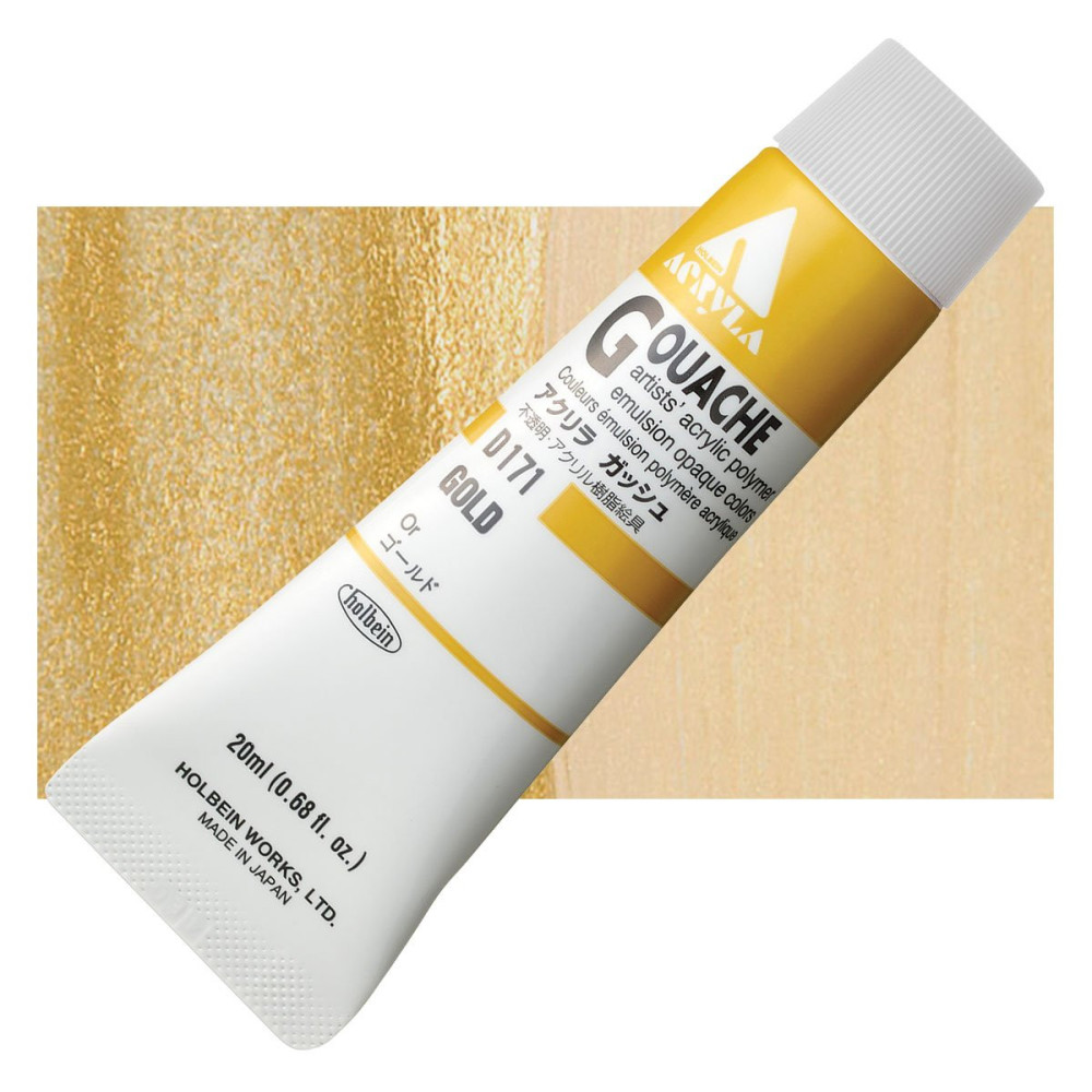 Acryla Gouache paint - Holbein - Gold, 20 ml