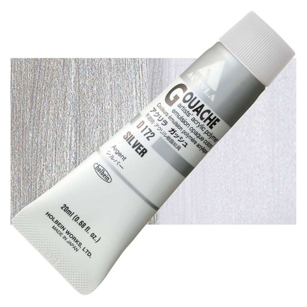 Acryla Gouache paint - Holbein - Silver, 20 ml