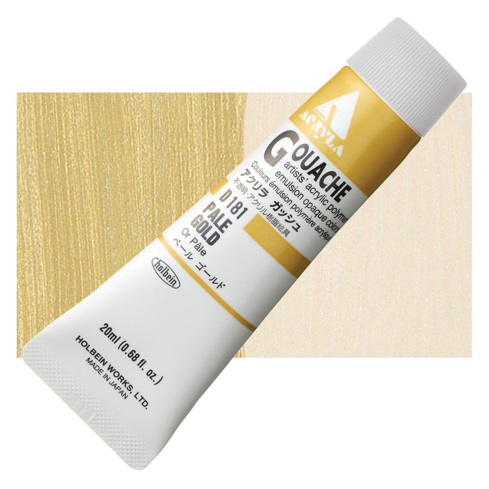 Farba gwasz Acryla Gouache - Holbein - Pale Gold, 20 ml