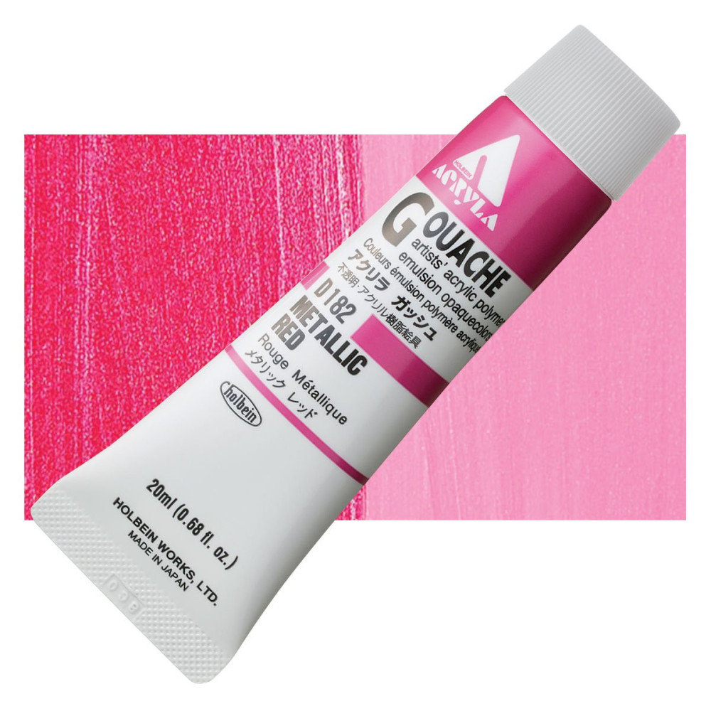 Farba gwasz Acryla Gouache - Holbein - Metallic Red, 20 ml