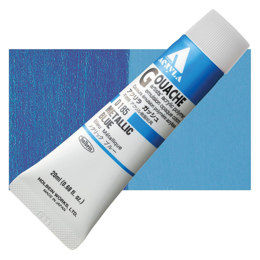 Farba gwasz Acryla Gouache - Holbein - Metallic Blue, 20 ml