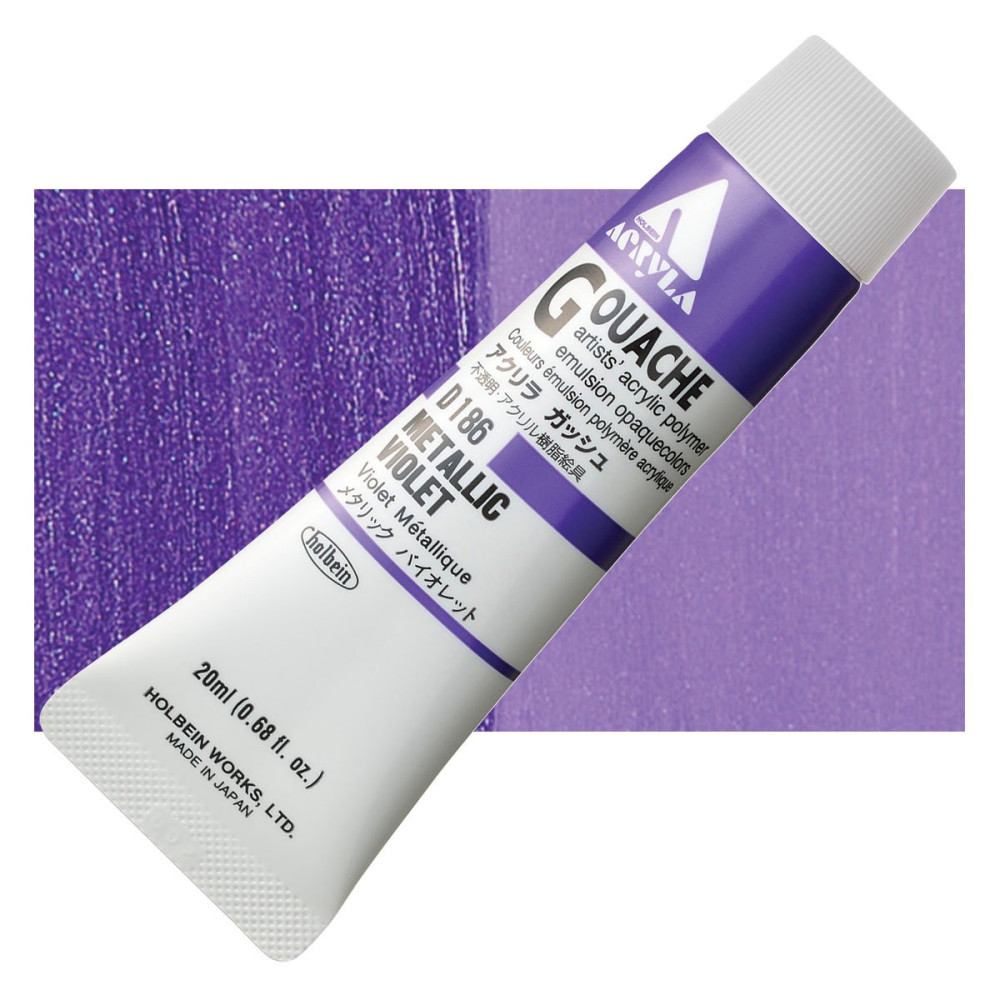 Farba gwasz Acryla Gouache - Holbein - Metallic Violet, 20 ml