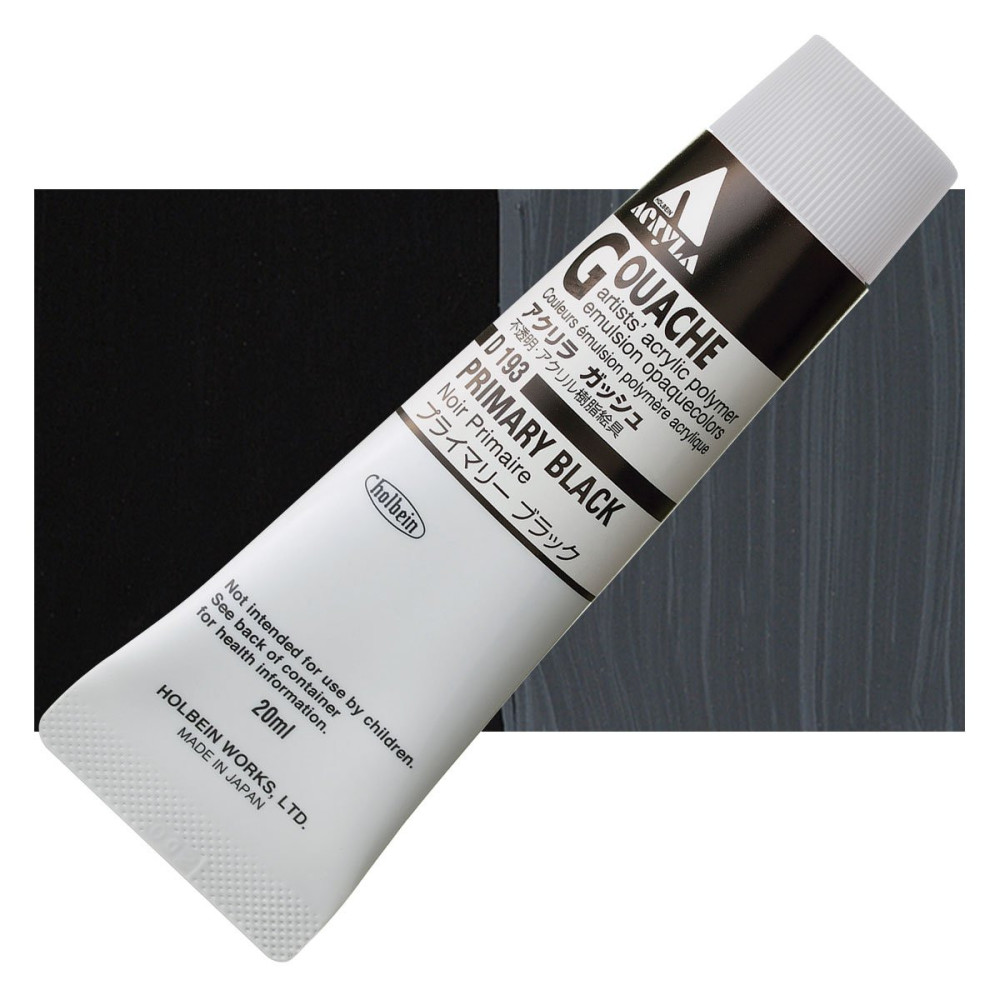 Farba gwasz Acryla Gouache - Holbein - Primary Black, 20 ml