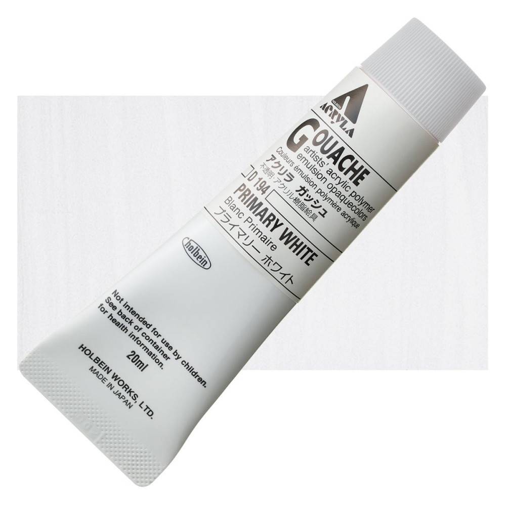Acryla Gouache paint - Holbein - Primary White, 20 ml