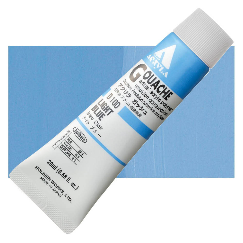 Farba gwasz Acryla Gouache - Holbein - Light Blue, 20 ml