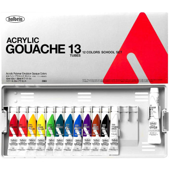 Zestaw farb gwaszy Acryla Gouache School Set - Holbein - 13 kolorów