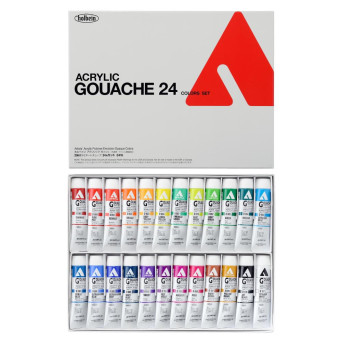 Set of Acryla Gouache paints - Holbein - 24 colors x 20 ml