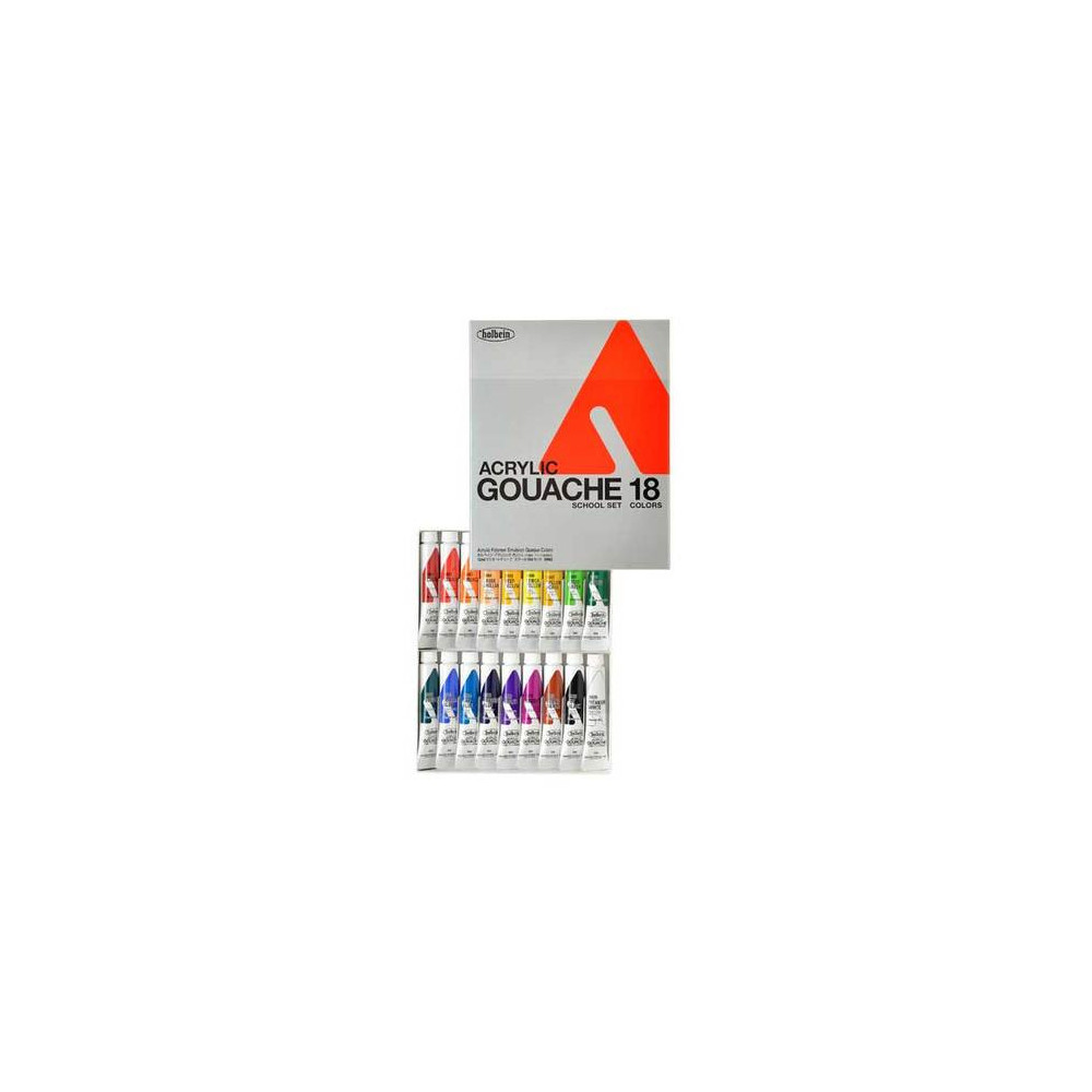 Set of School Acryla Gouache paints - Holbein - 18 colors x 12 ml