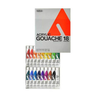 Set of School Acryla Gouache paints - Holbein - 18 colors x 12 ml