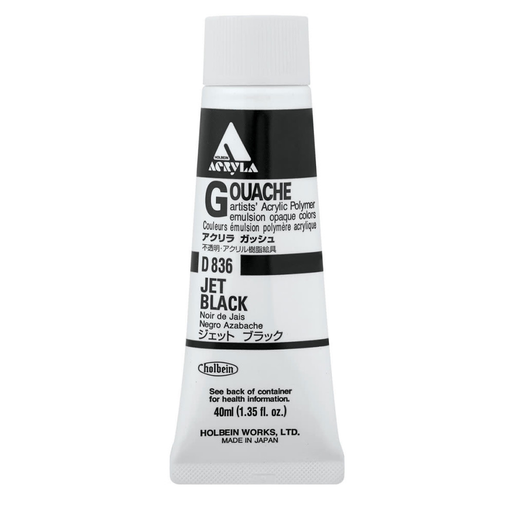 Acryla Gouache paint - Holbein - Jet Black, 40 ml