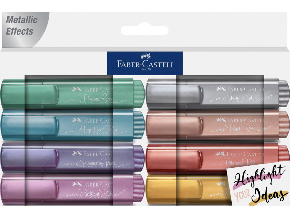 Zestaw zakreślaczy metalicznych - Faber-Castell - 8 kolorów