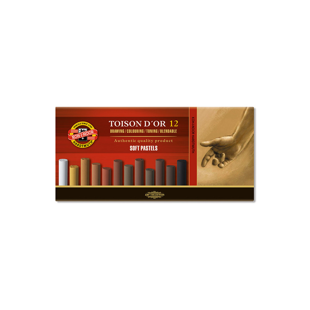 Set of Toison D'or soft pastels - Koh-I-Noor - brown shades, 12 colors