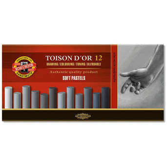 Set of Toison D'or soft pastels - Koh-I-Noor - gray shades, 12 colors