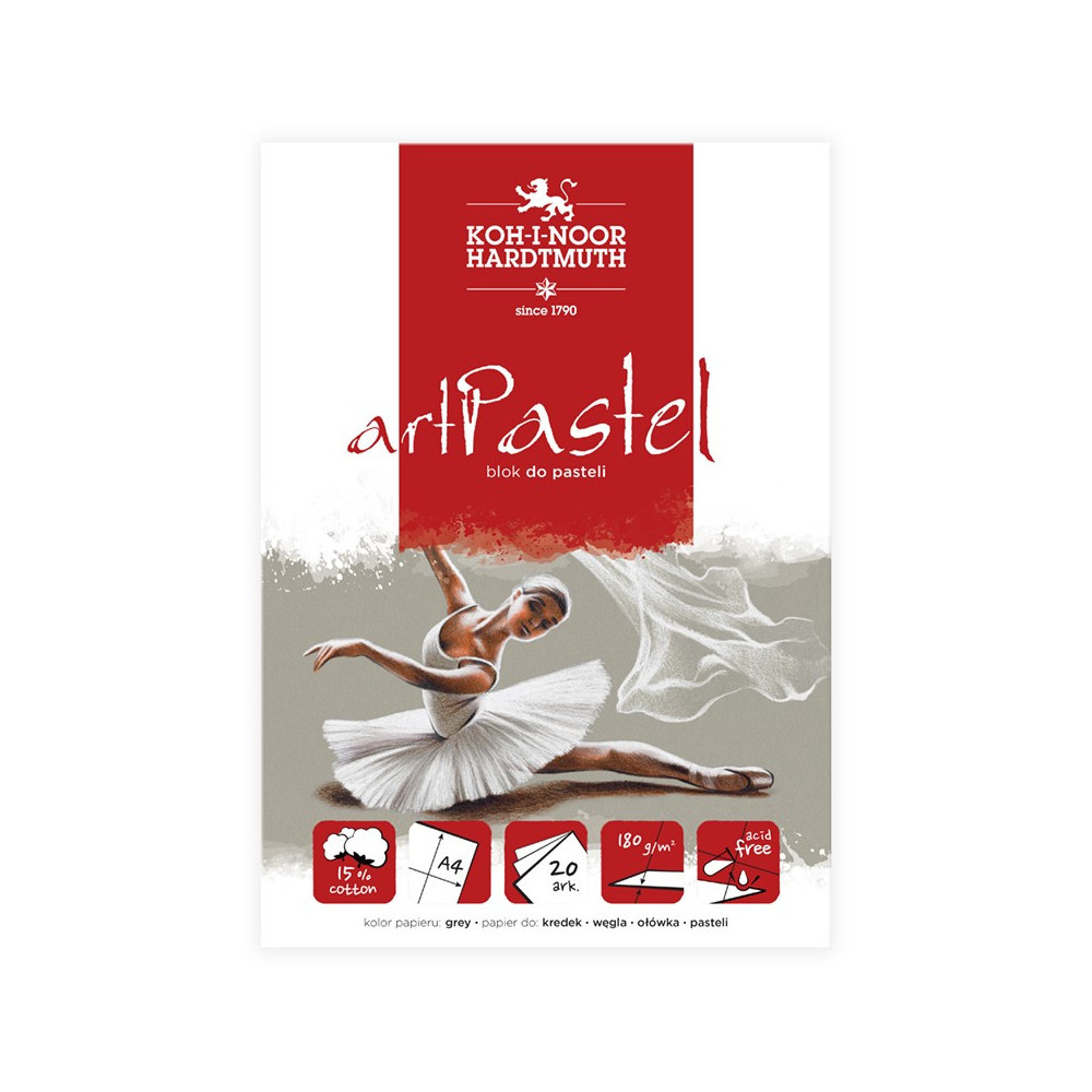 Drawing paper pad Art Pastel - Koh-I-Noor - Grey, A4, 180 g, 20 sheets