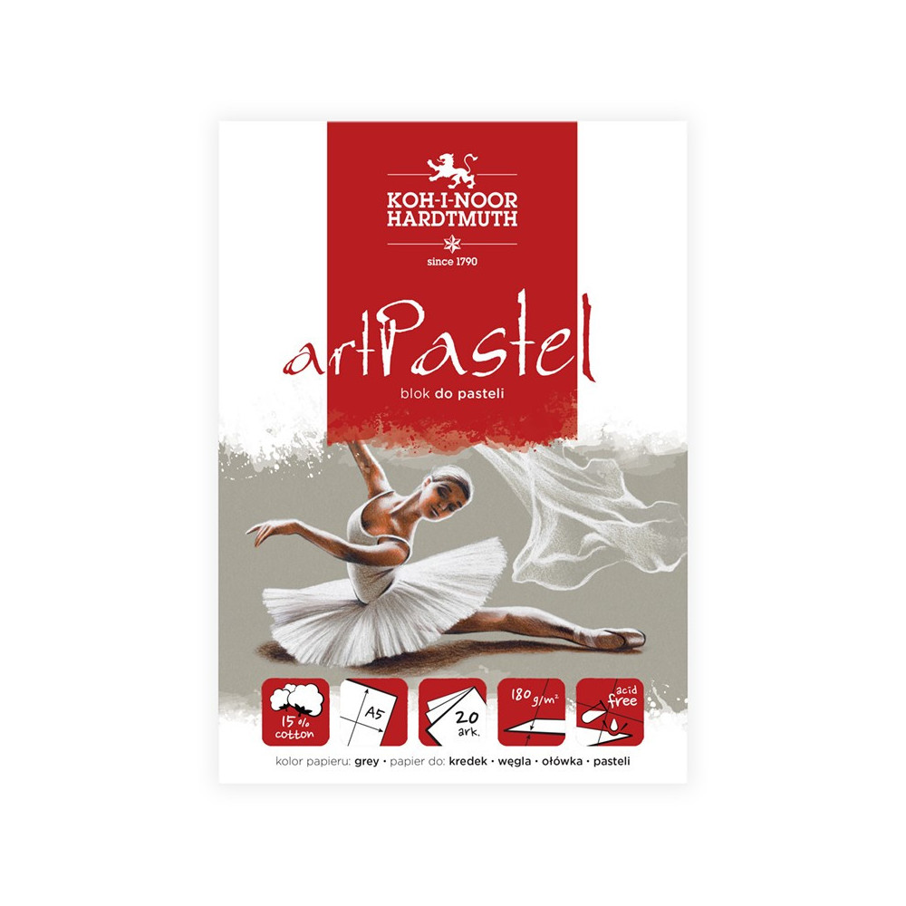 Drawing paper pad Art Pastel - Koh-I-Noor - Grey, A5, 180 g, 20 sheets
