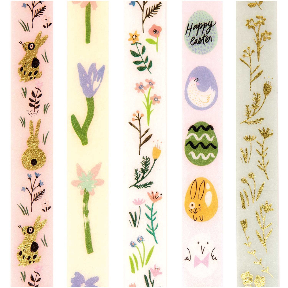 Zestaw taśm washi Bunny Hop - Paper Poetry - 1,5 cm x 10 m, 5 szt.