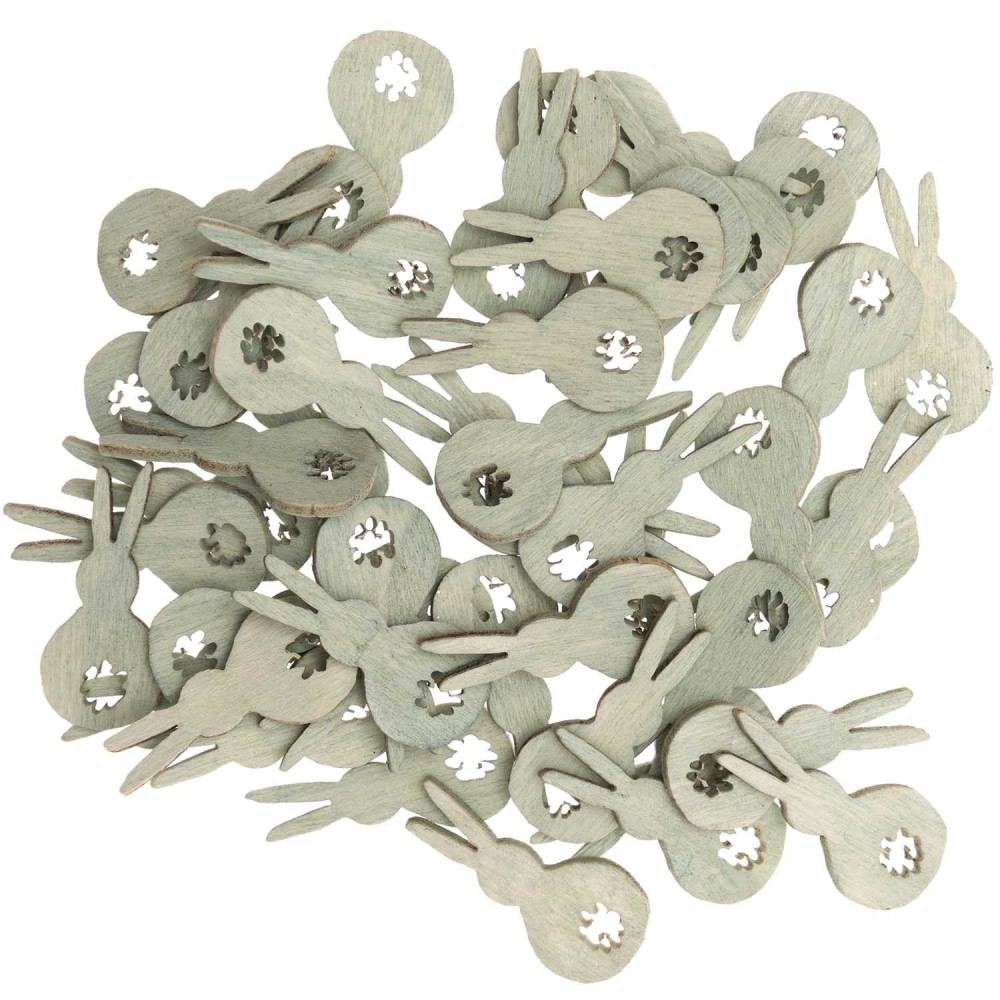 Wooden bunnies - Rico Design - mint, 48 pcs