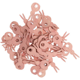 Wooden bunnies - Rico Design - pink, 48 pcs