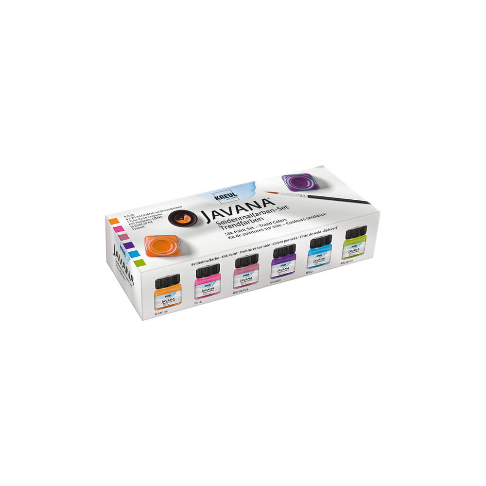Javana silk fabric paints - Kreul - Trend, 6 x 20 ml